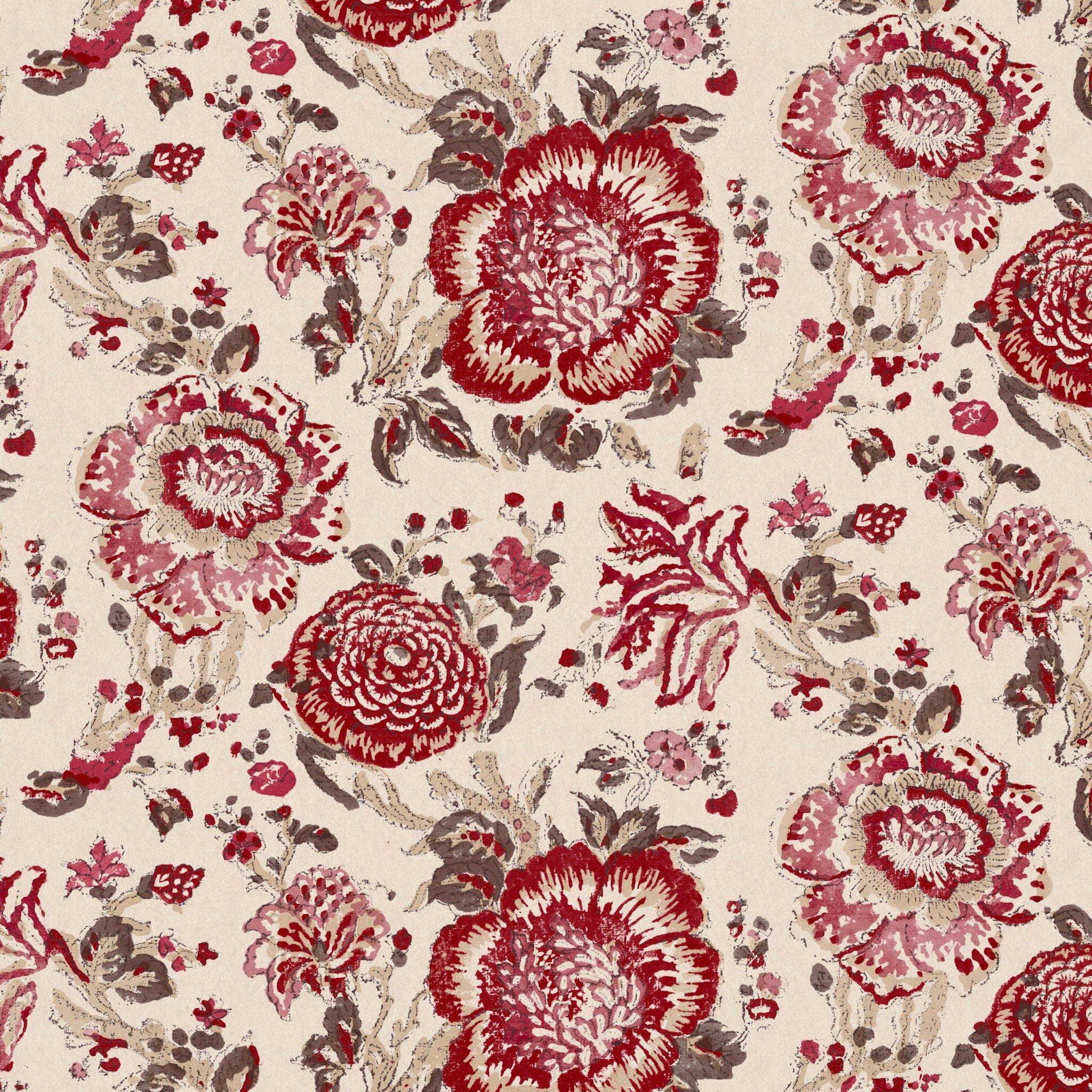 Dahlia Wide width Wallpaper Red (Sample)